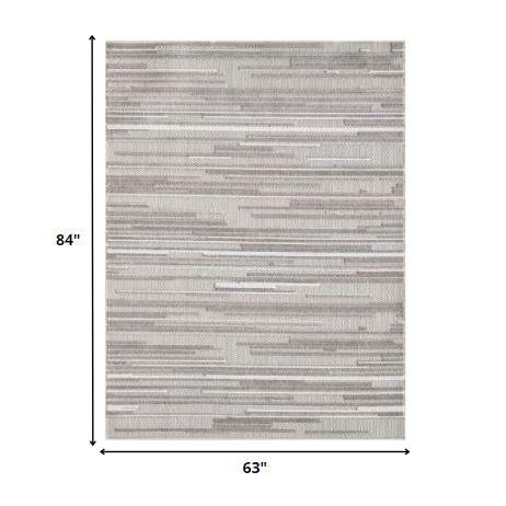 5' X 7' Gray Abstract Stain Resistant Indoor Outdoor Area Rug. Picture 5