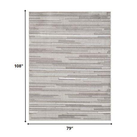 7' X 9' Gray Abstract Stain Resistant Indoor Outdoor Area Rug. Picture 5