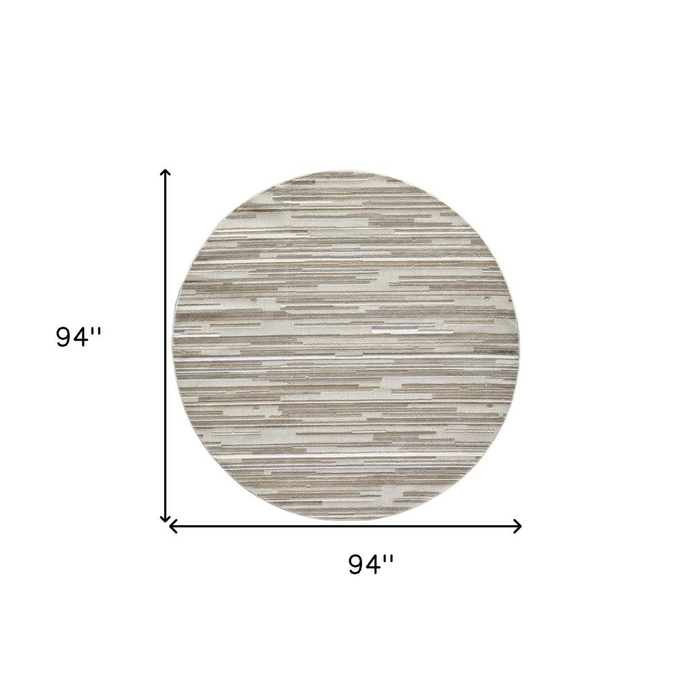 8' Round Gray Round Abstract Stain Resistant Indoor Outdoor Area Rug. Picture 3