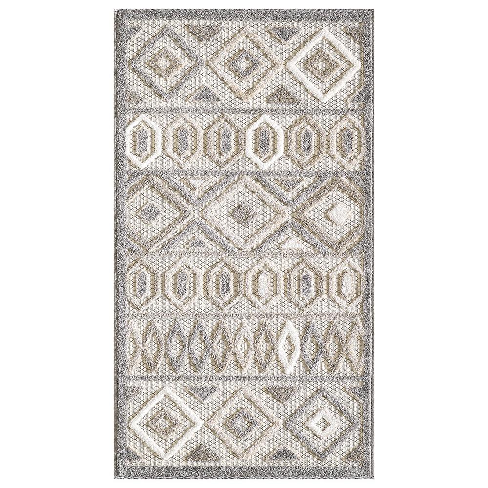 7' X 9' Gray And Ivory Southwestern Stain Resistant Indoor Outdoor Area Rug. Picture 2