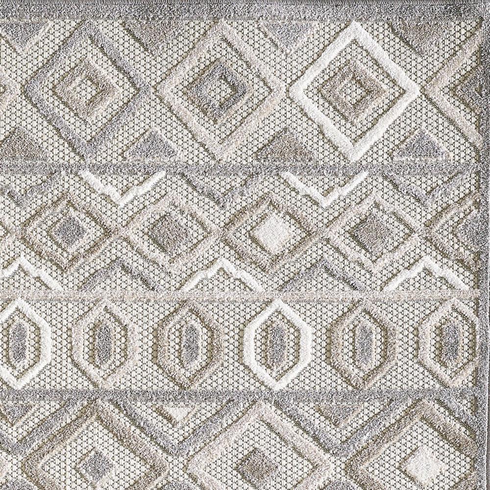 8’ x 10’ Gray Ivory Aztec Pattern Indoor Outdoor Area Rug. Picture 8