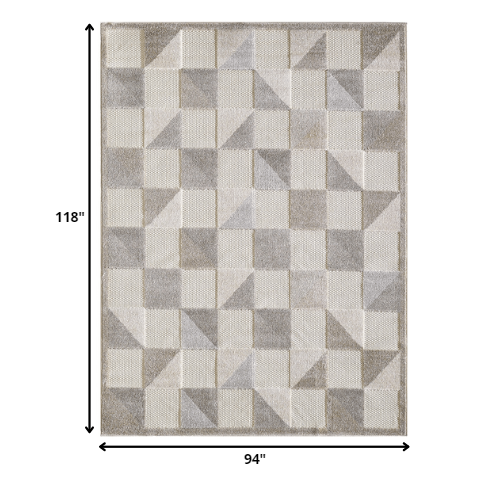 8' X 10' Gray Geometric Stain Resistant Indoor Outdoor Area Rug. Picture 6