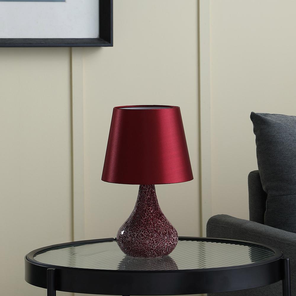 11” Stylish Red Glass Mosaic Table Lamp. Picture 3