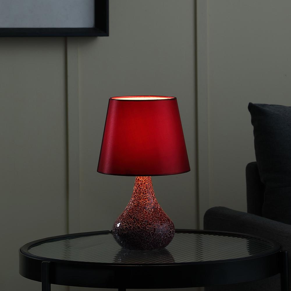 11” Stylish Red Glass Mosaic Table Lamp. Picture 4