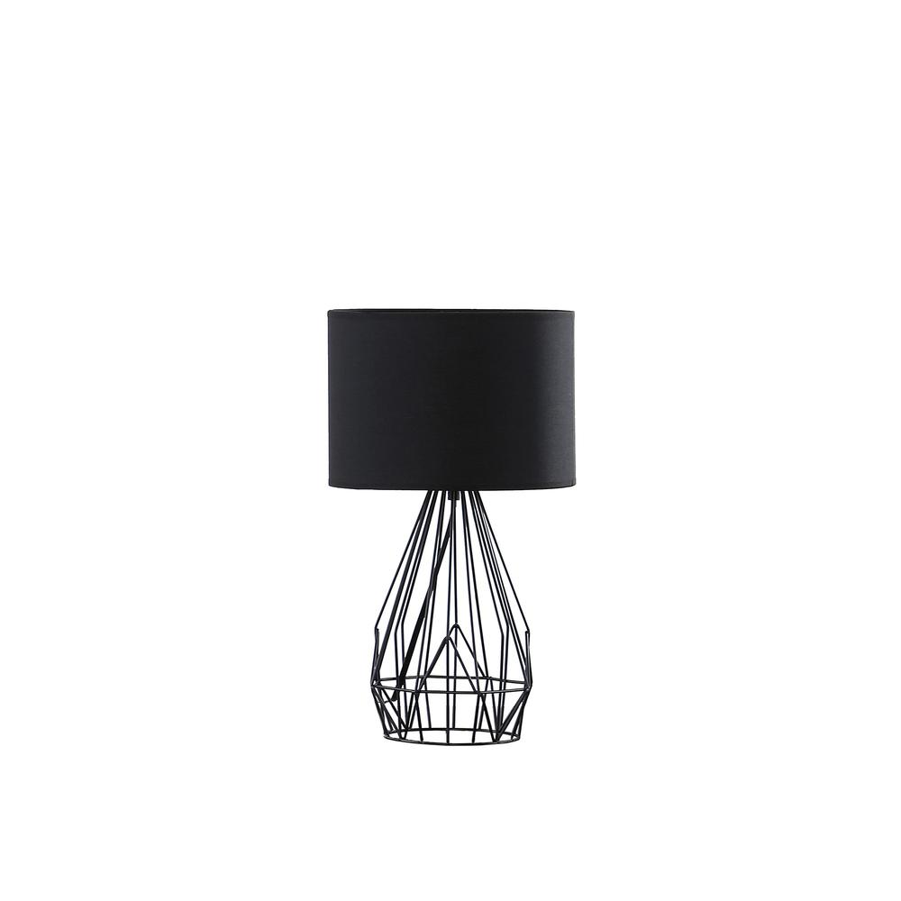 18” Asymmetric Black Cage Metal Table Lamp. Picture 1