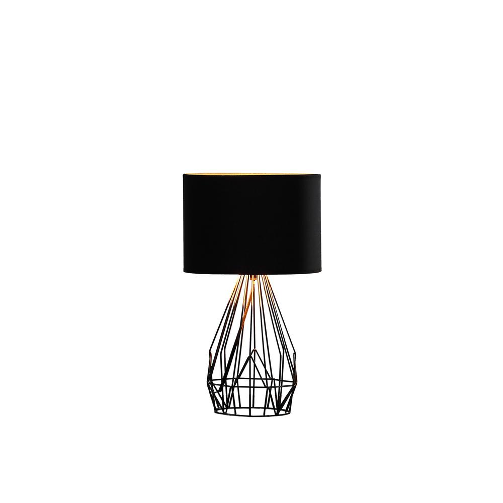 18” Asymmetric Black Cage Metal Table Lamp. Picture 2
