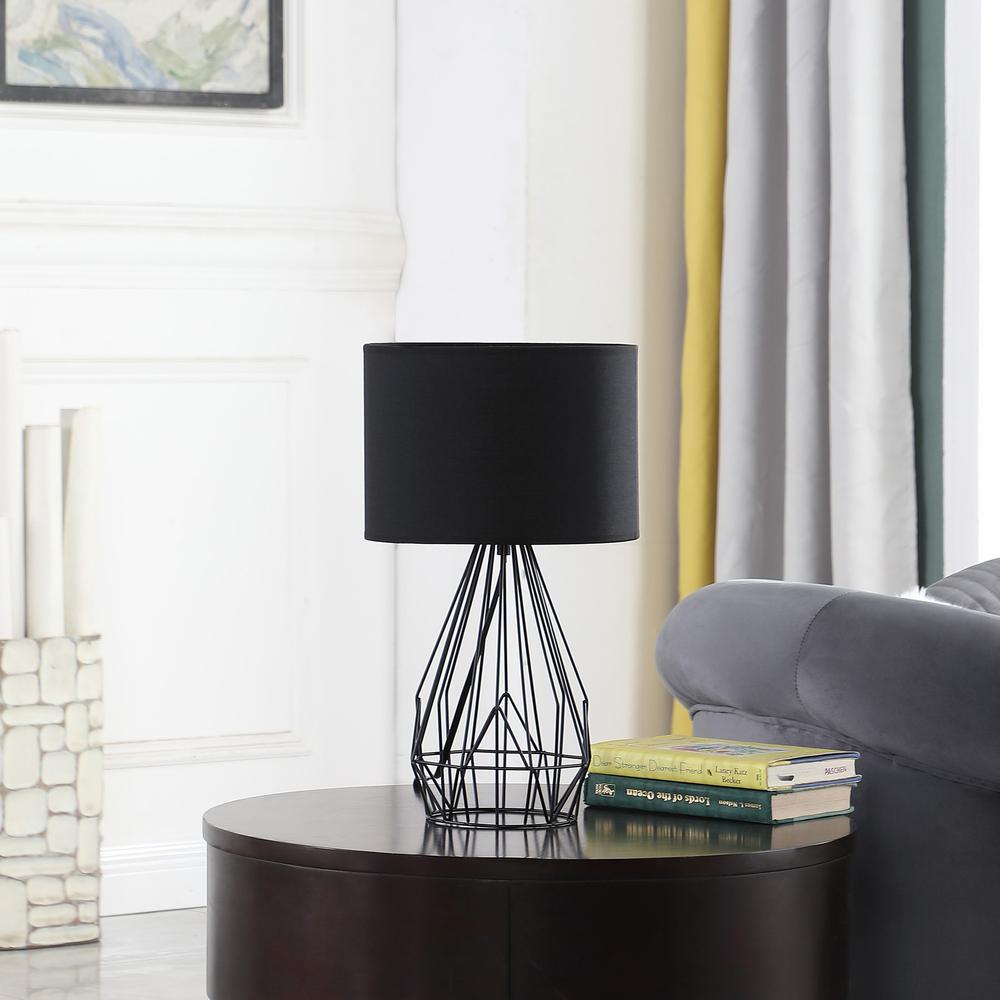 18” Asymmetric Black Cage Metal Table Lamp. Picture 3
