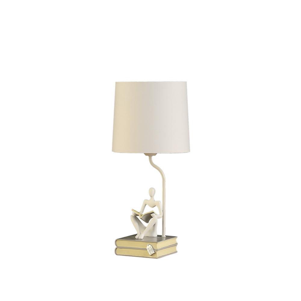 21” Modern White Reader Sculpture Table Lamp. Picture 1