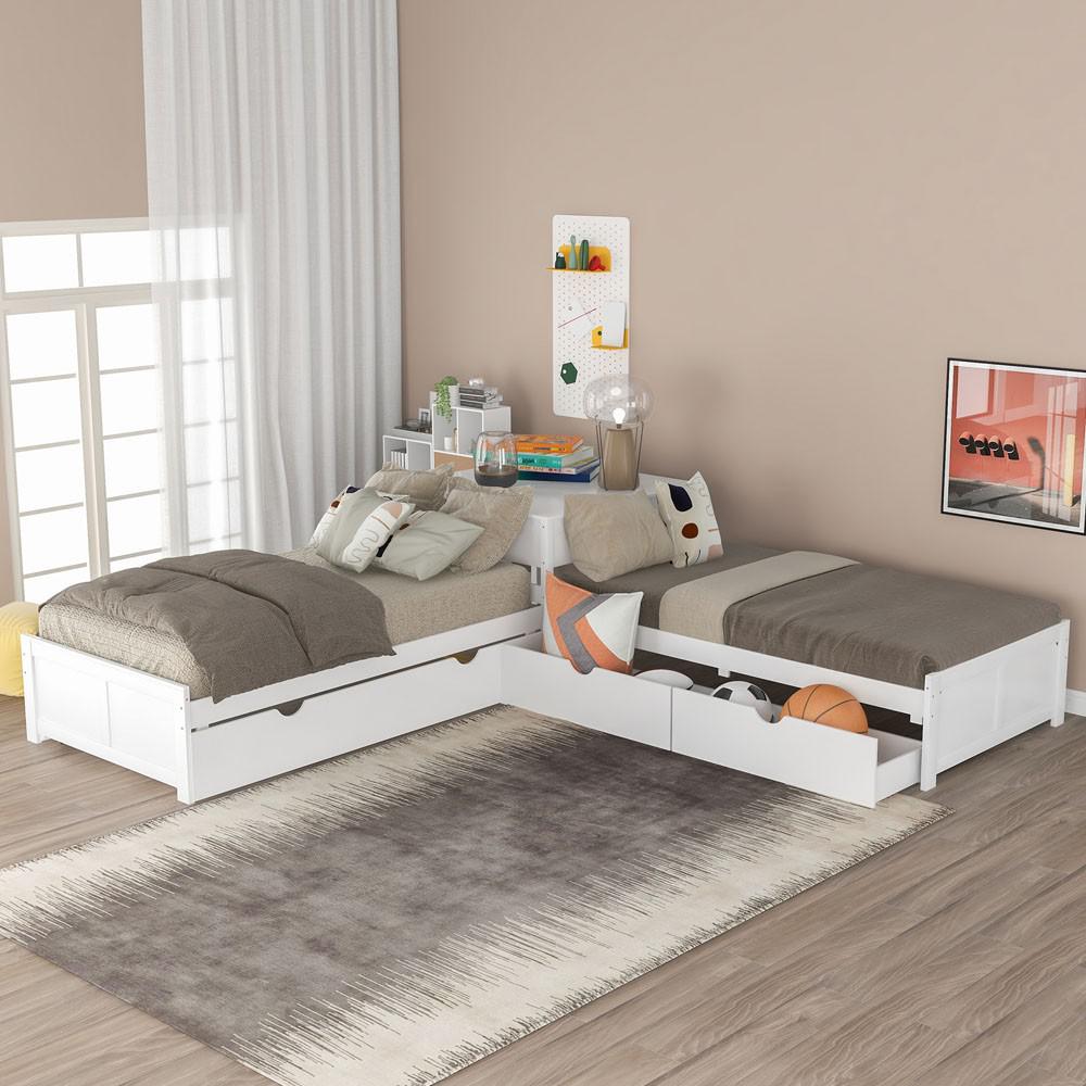 White Twin Bed with Trundle. Picture 8