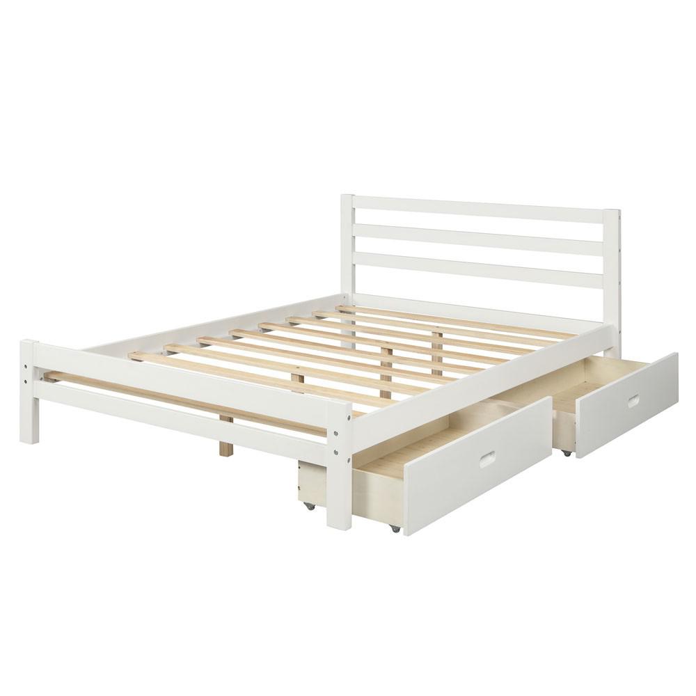 White Solid and Manufactured Wood Full Bed. Picture 3