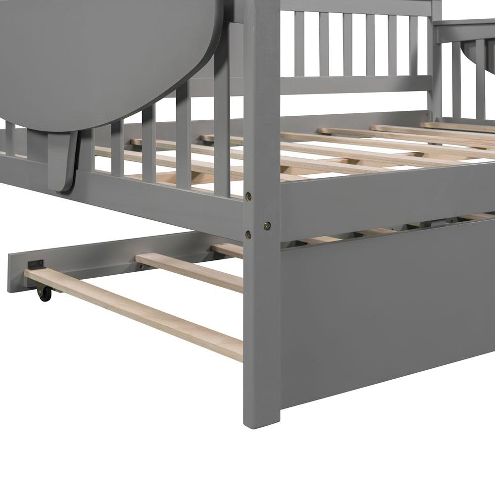 Gray Solid and Manufactured Wood Bed with Trundle. Picture 8