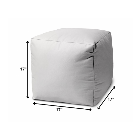 17" Cool Crisp White Solid Color Indoor Outdoor Pouf Ottoman. Picture 5