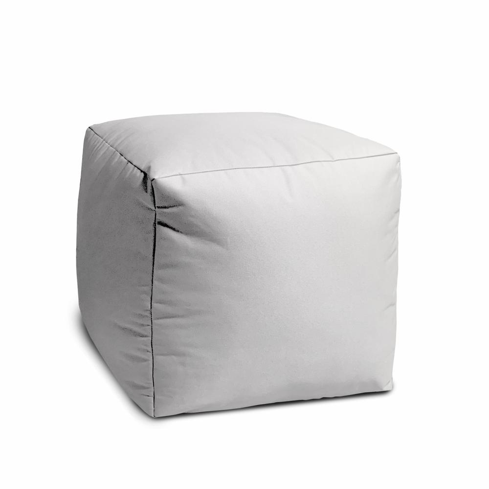 17" Cool Crisp White Solid Color Indoor Outdoor Pouf Ottoman. Picture 2