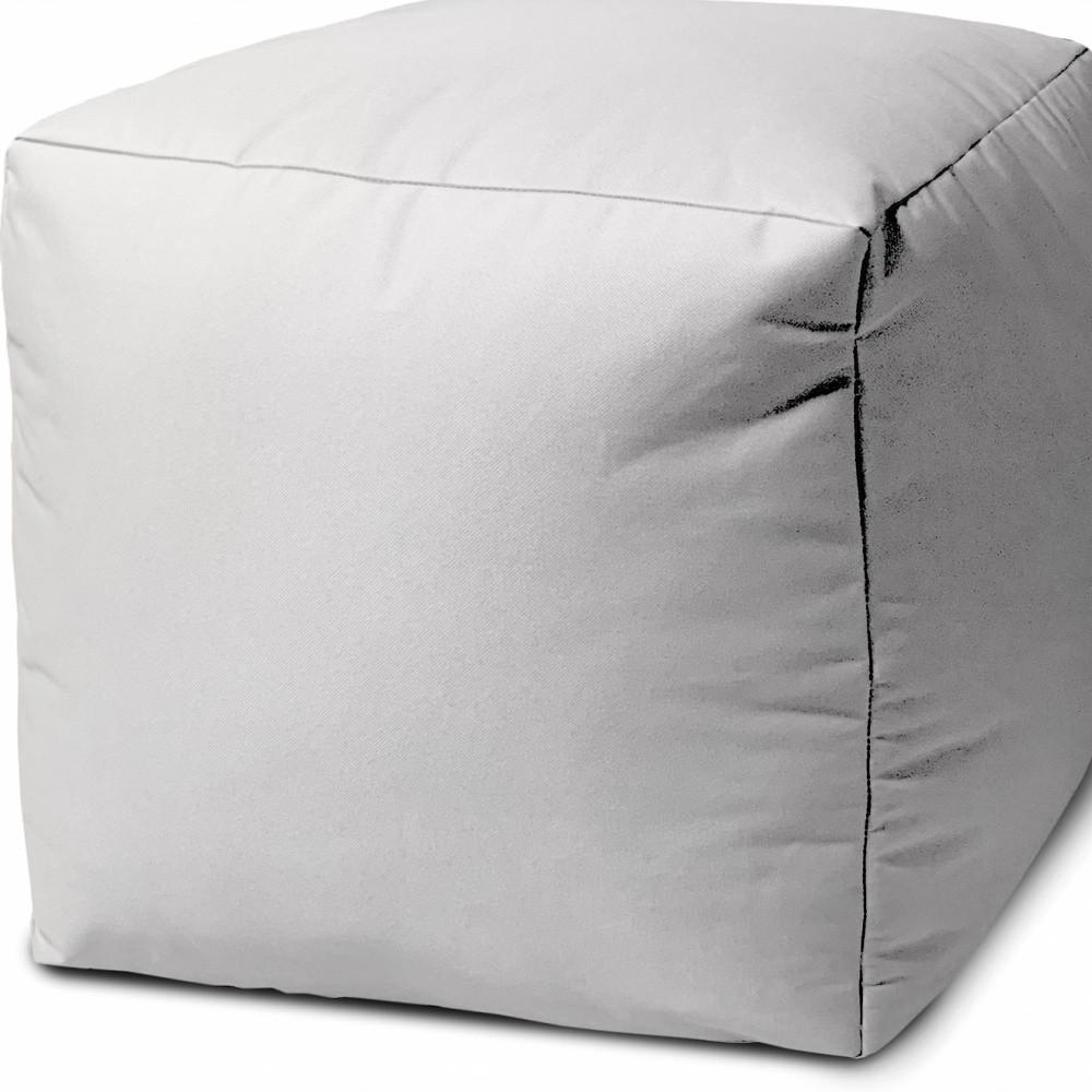 17" Cool Crisp White Solid Color Indoor Outdoor Pouf Ottoman. Picture 3