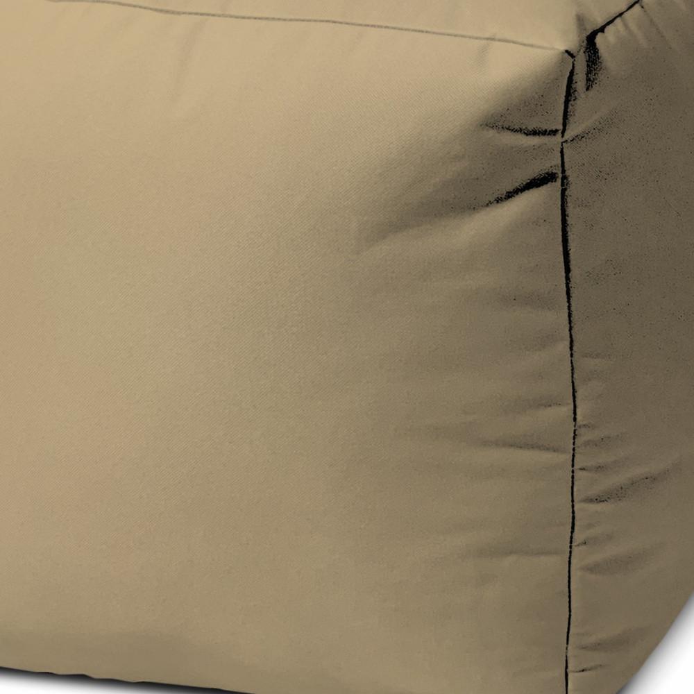 17" Cool Khaki Tan Solid Color Indoor Outdoor Pouf Ottoman. Picture 5