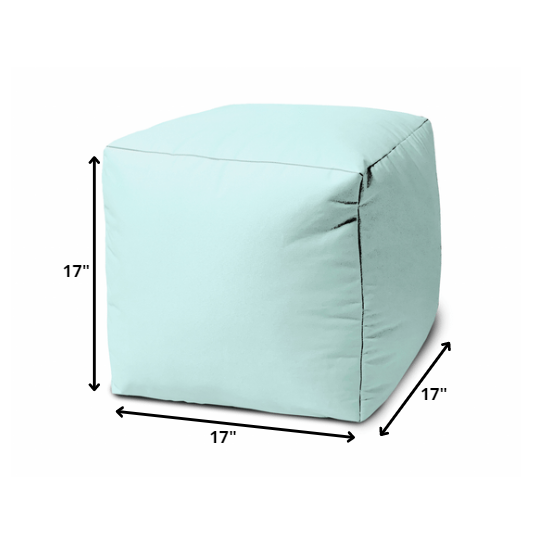 17" Cool Pale Aqua Solid Color Indoor Outdoor Pouf Ottoman. Picture 5