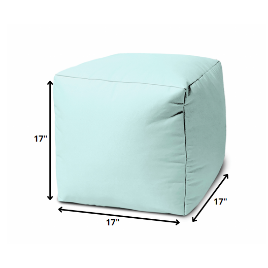 17" Cool Pale Aqua Solid Color Indoor Outdoor Pouf Ottoman. Picture 5