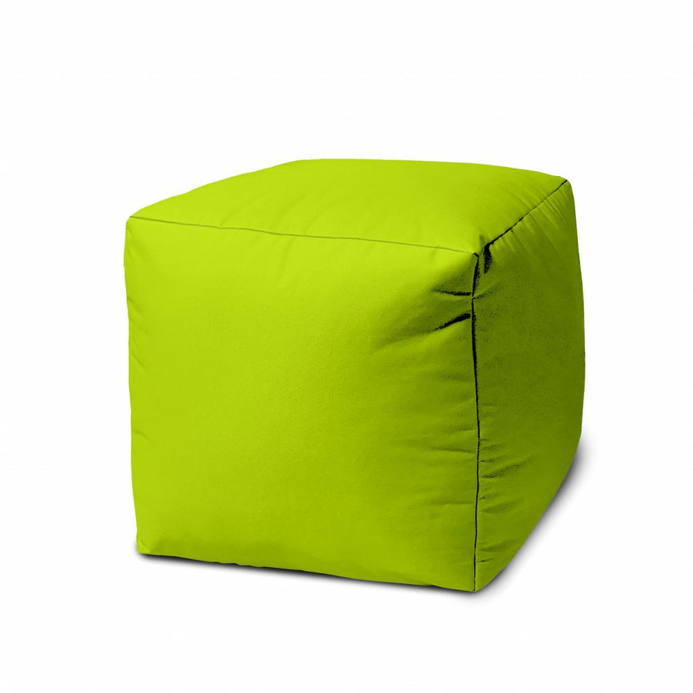 17" Cool Lemongrass Green Solid Color Indoor Outdoor Pouf Ottoman. Picture 1