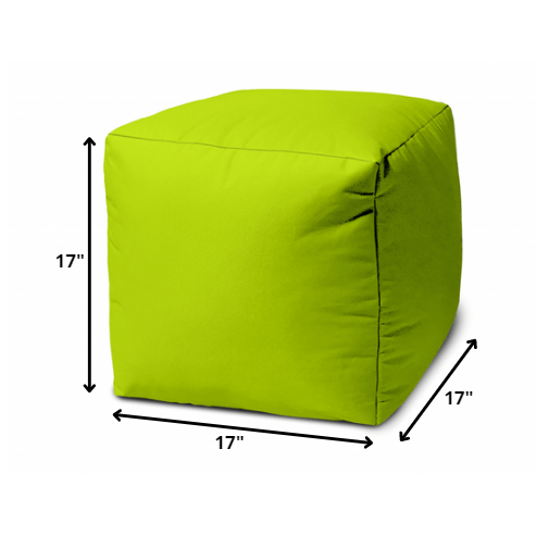 17" Cool Lemongrass Green Solid Color Indoor Outdoor Pouf Ottoman. Picture 5