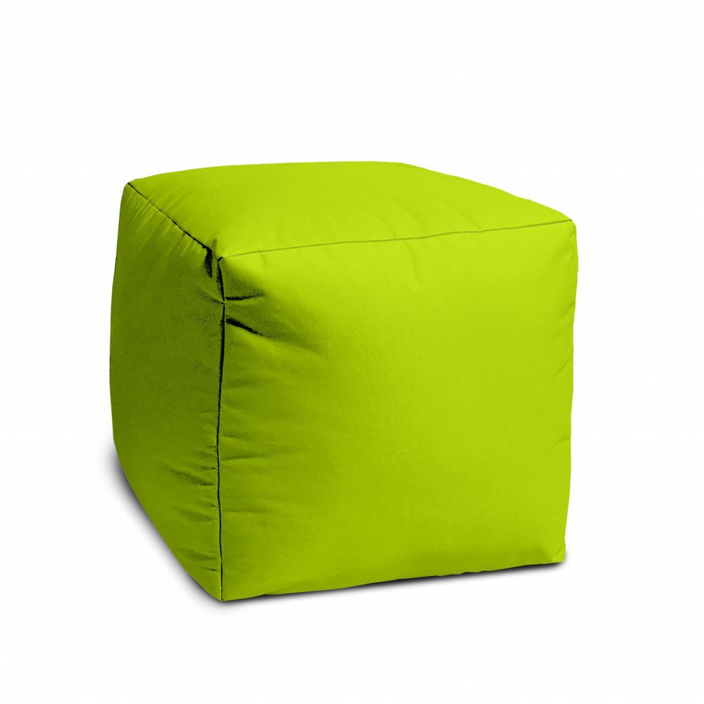 17" Cool Lemongrass Green Solid Color Indoor Outdoor Pouf Ottoman. Picture 2