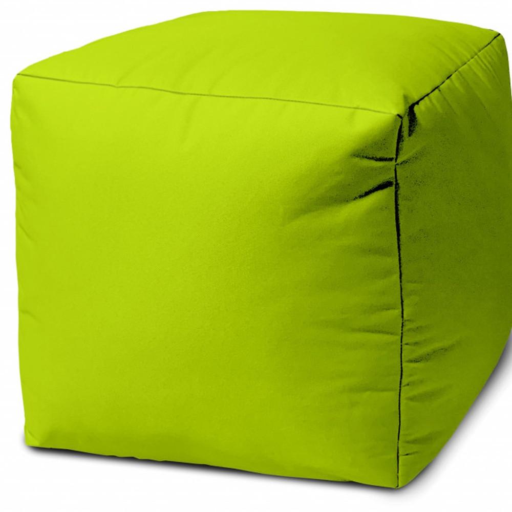 17" Cool Lemongrass Green Solid Color Indoor Outdoor Pouf Ottoman. Picture 3
