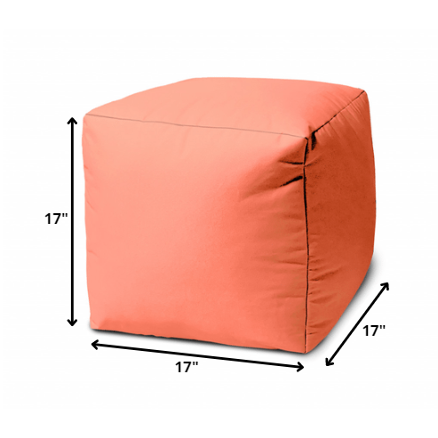 17" Cool Flamingo Coral Solid Color Indoor Outdoor Pouf Ottoman. Picture 4