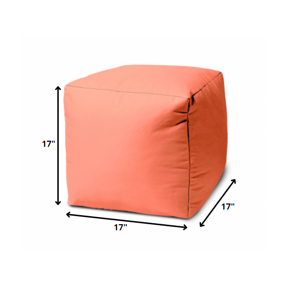 17" Cool Flamingo Coral Solid Color Indoor Outdoor Pouf Ottoman. Picture 5