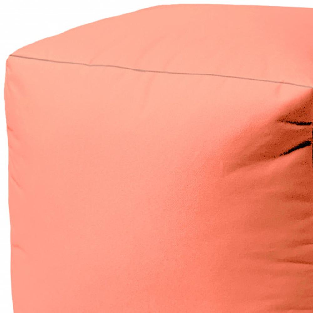 17" Cool Flamingo Coral Solid Color Indoor Outdoor Pouf Ottoman. Picture 4