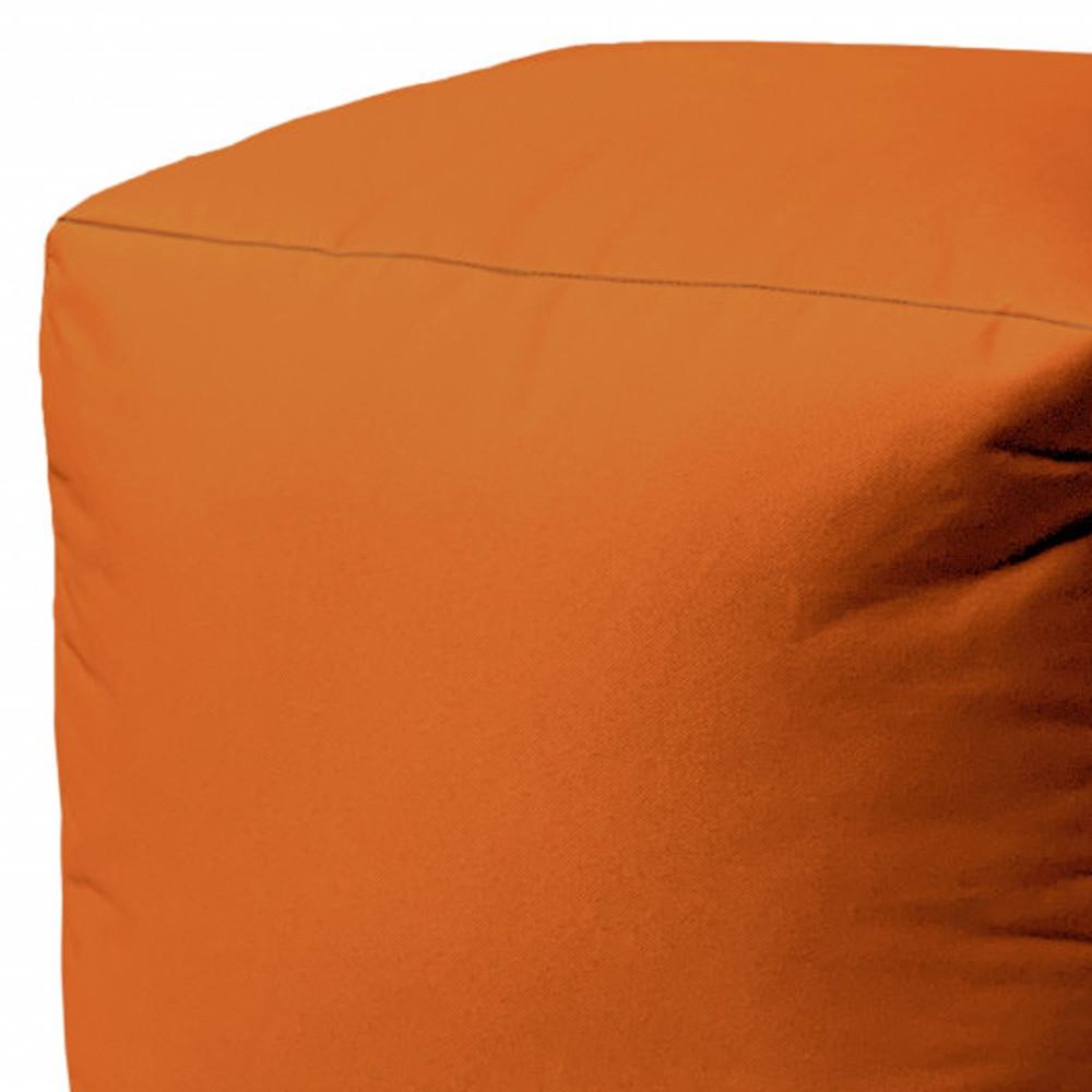 17" Cool Orange Solid Color Indoor Outdoor Pouf Ottoman. Picture 4
