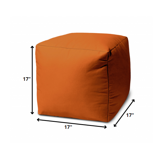17" Cool Orange Solid Color Indoor Outdoor Pouf Ottoman. Picture 5