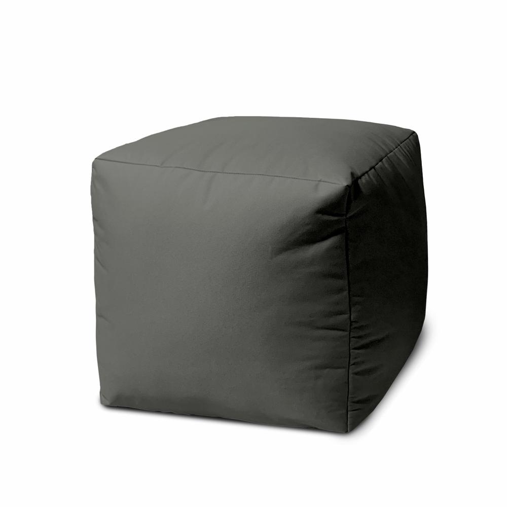 17" Cool Dark Gray Solid Color Indoor Outdoor Pouf Ottoman. Picture 1