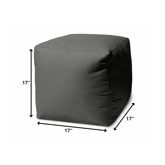 17" Cool Dark Gray Solid Color Indoor Outdoor Pouf Ottoman. Picture 5