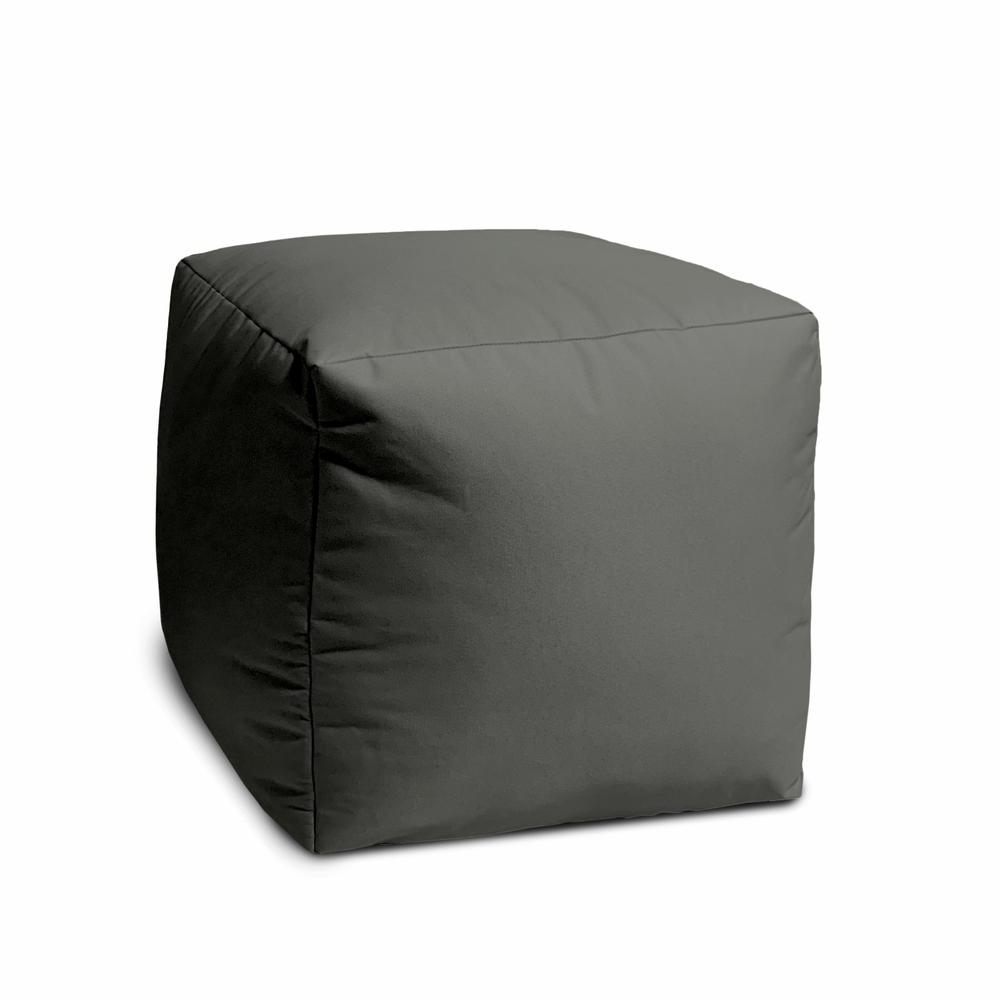 17" Cool Dark Gray Solid Color Indoor Outdoor Pouf Ottoman. Picture 2