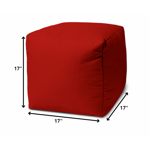 17" Cool Primary Red Solid Color Indoor Outdoor Pouf Ottoman. Picture 4