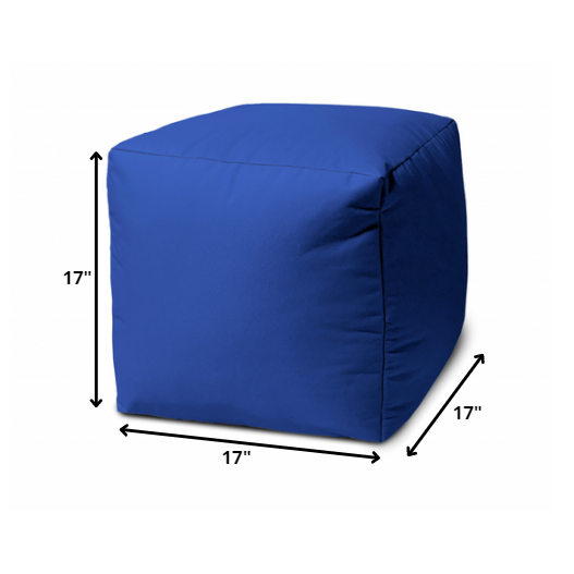 17" Cool Primary Blue Solid Color Indoor Outdoor Pouf Ottoman. Picture 5