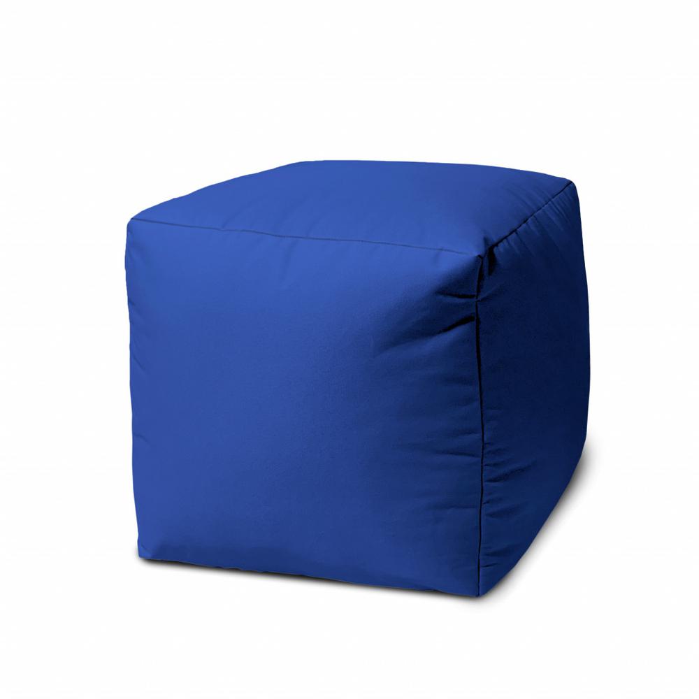 17" Cool Primary Blue Solid Color Indoor Outdoor Pouf Ottoman. Picture 1