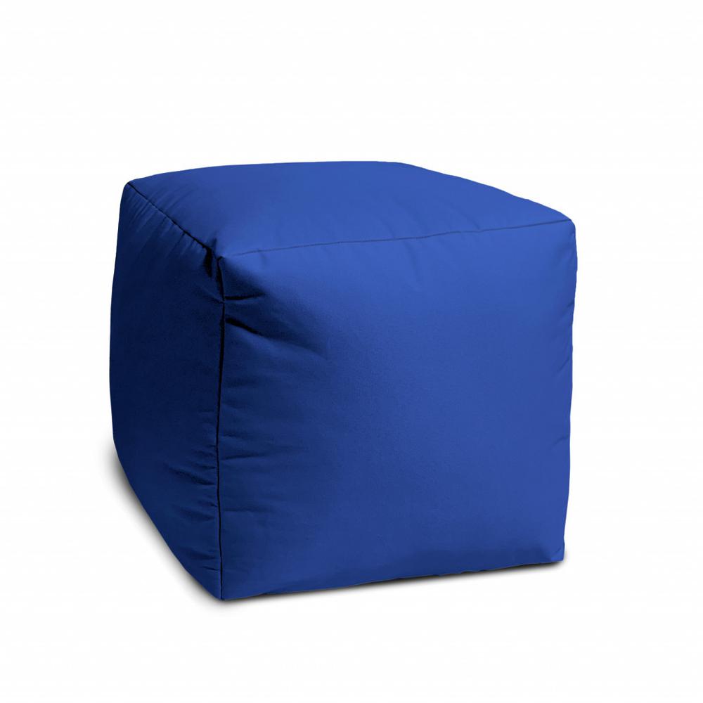 17" Cool Primary Blue Solid Color Indoor Outdoor Pouf Ottoman. Picture 2