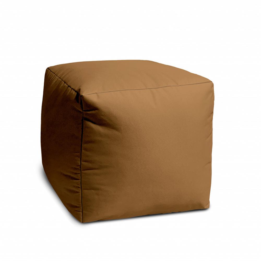17" Cool Warm Mocha Brown Solid Color Indoor Outdoor Pouf Ottoman. Picture 2