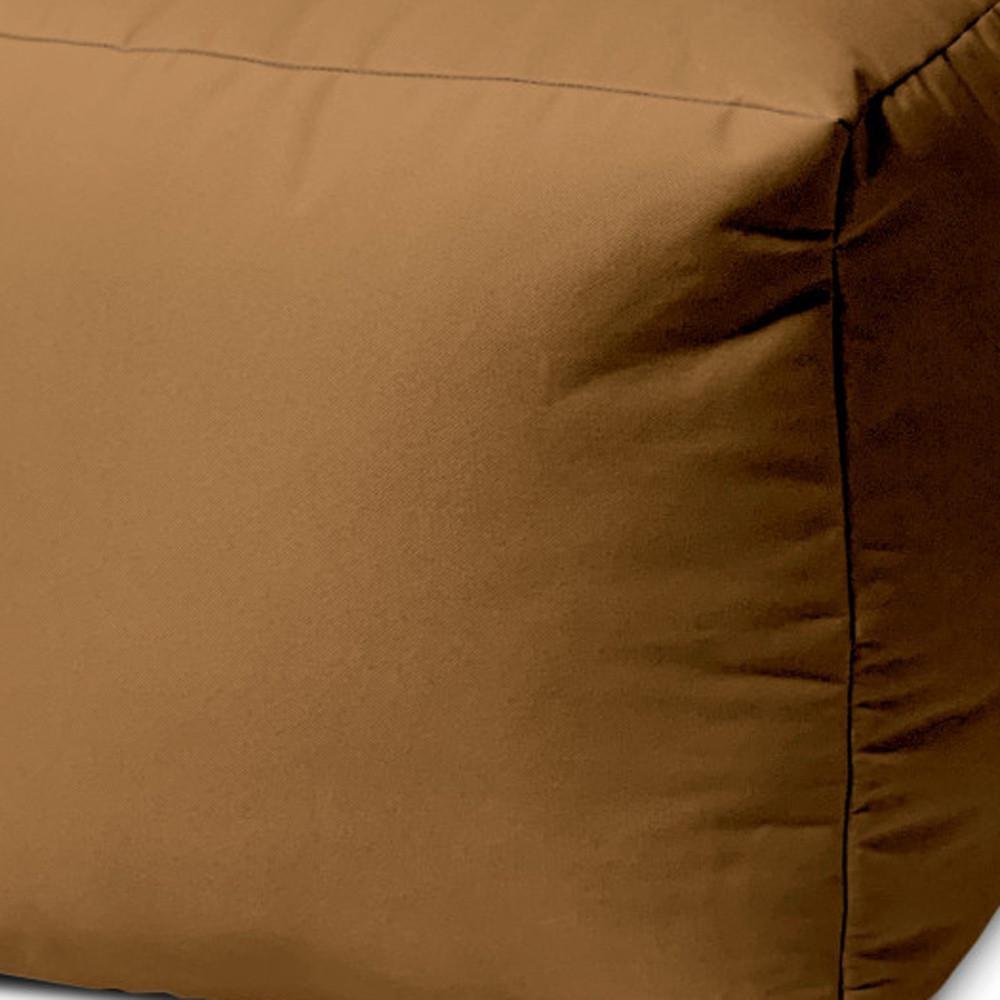 17" Cool Warm Mocha Brown Solid Color Indoor Outdoor Pouf Ottoman. Picture 5