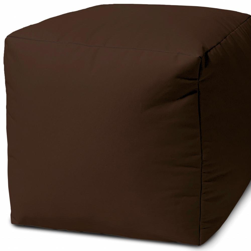 17" Cool Dark Chocolate Brown Solid Color Indoor Outdoor Pouf Ottoman. Picture 3
