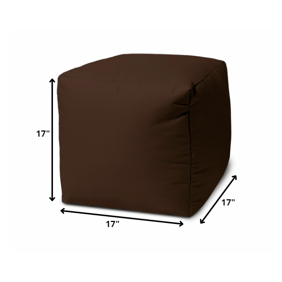 17" Cool Dark Chocolate Brown Solid Color Indoor Outdoor Pouf Ottoman. Picture 4