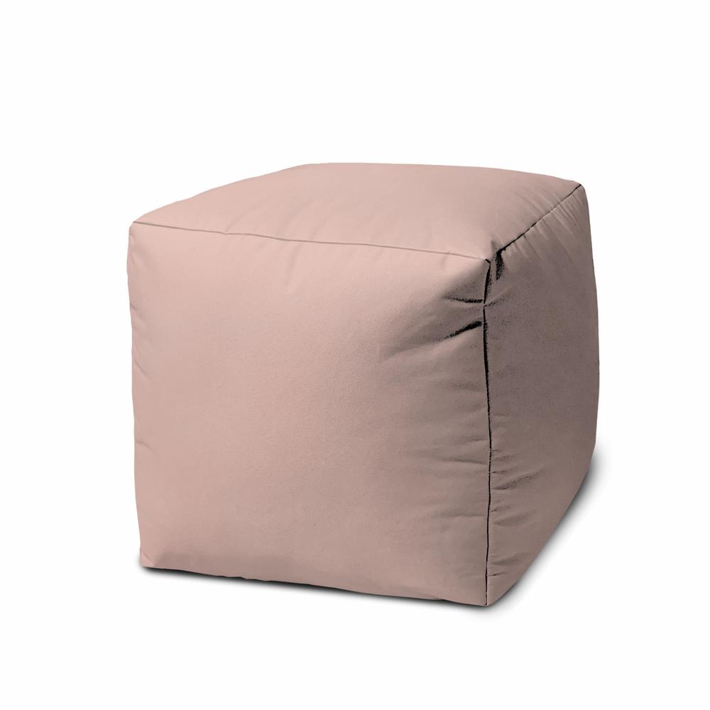 17" Cool Pale Pink Blush Solid Color Indoor Outdoor Pouf Ottoman. Picture 1