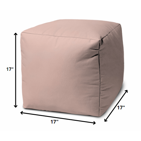 17" Cool Pale Pink Blush Solid Color Indoor Outdoor Pouf Ottoman. Picture 4