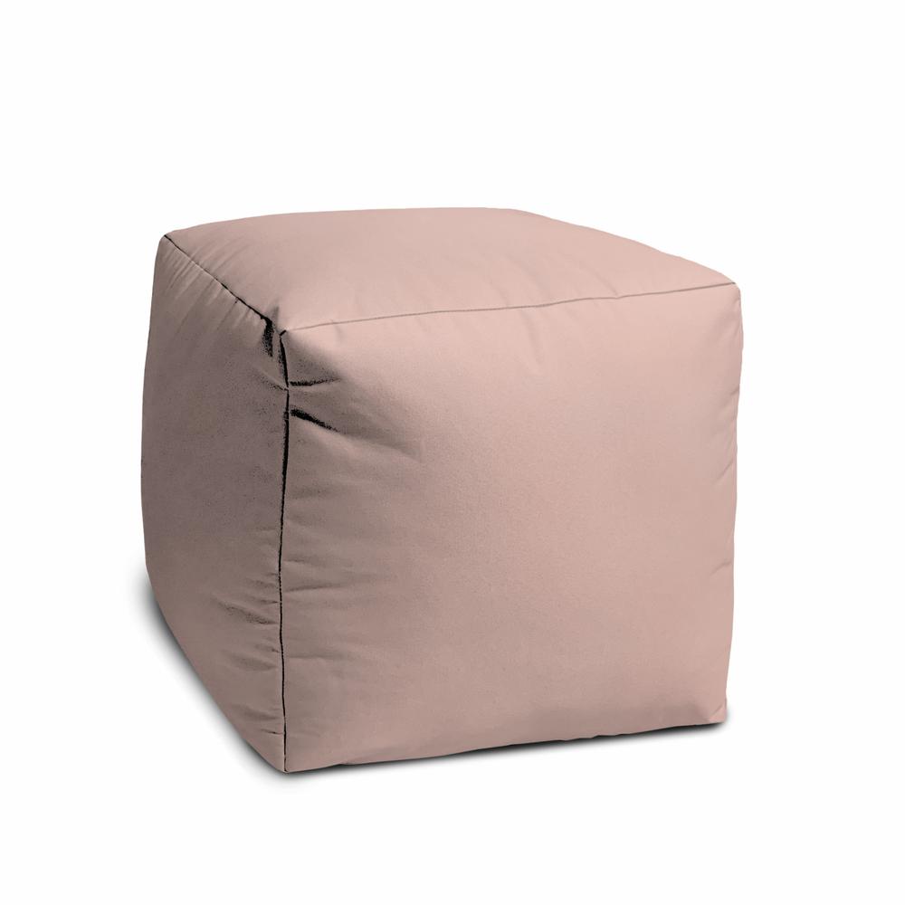 17" Cool Pale Pink Blush Solid Color Indoor Outdoor Pouf Ottoman. Picture 2