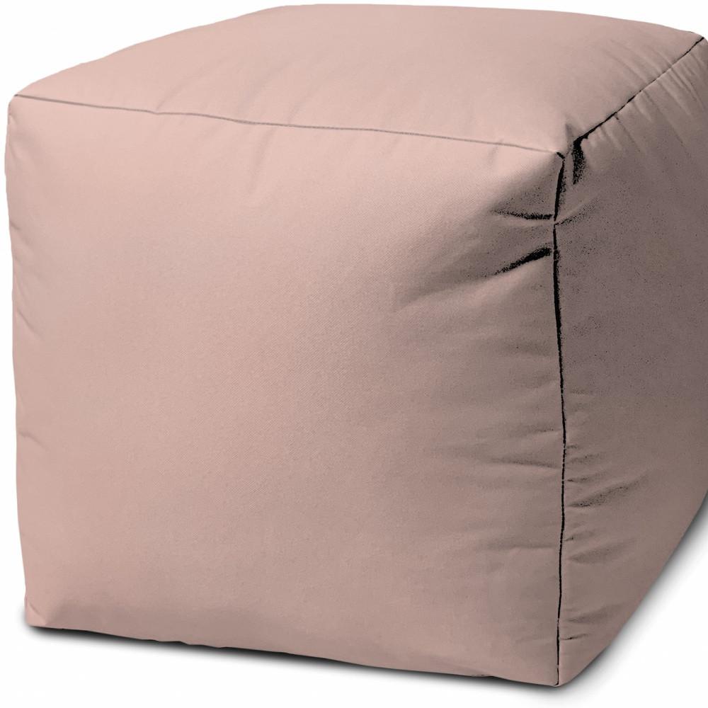 17" Cool Pale Pink Blush Solid Color Indoor Outdoor Pouf Ottoman. Picture 3
