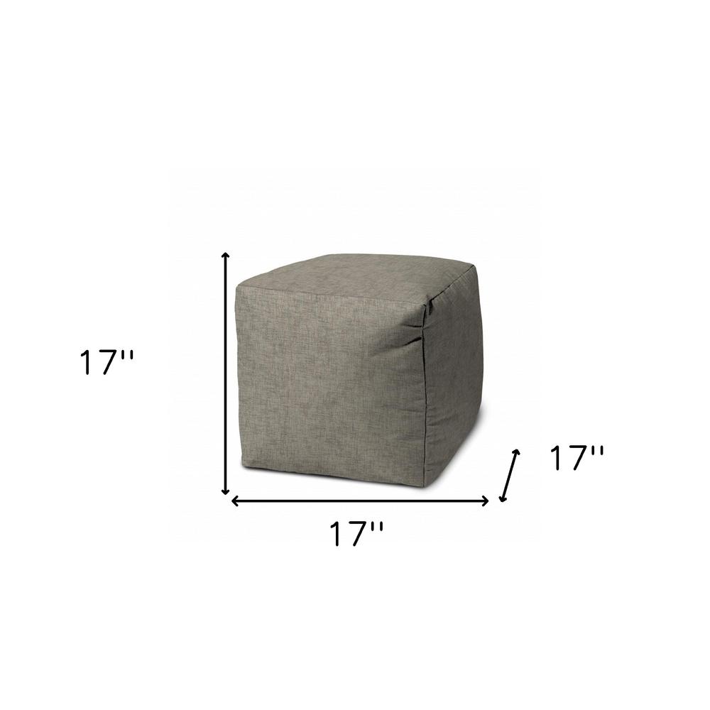 17" Taupe Polyester Cube Indoor Outdoor Pouf Ottoman. Picture 5
