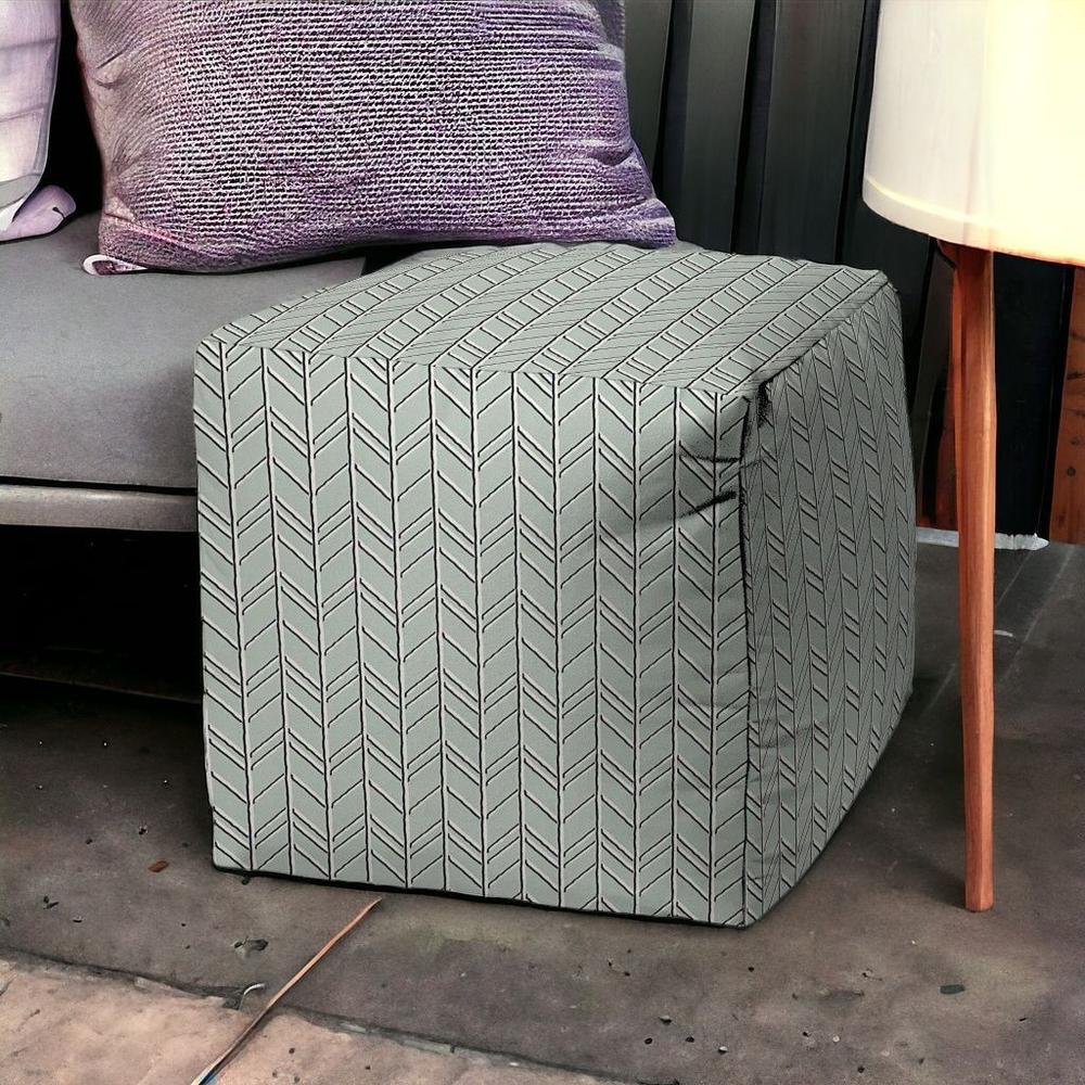 17" Green Polyester Cube Geometric Indoor Outdoor Pouf Ottoman. Picture 2