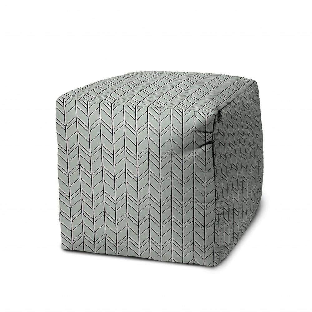 17" Green Polyester Cube Geometric Indoor Outdoor Pouf Ottoman. Picture 1