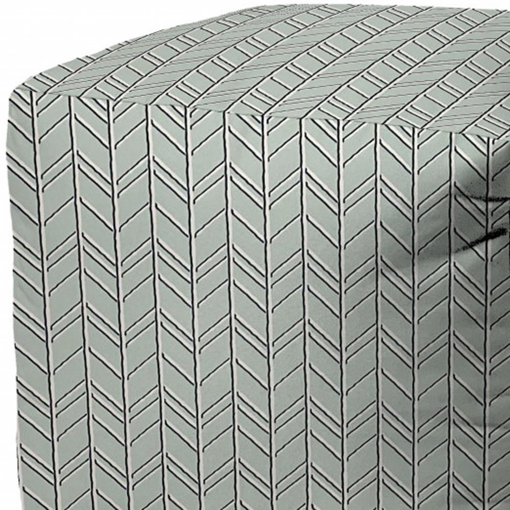 17" Green Polyester Cube Geometric Indoor Outdoor Pouf Ottoman. Picture 3