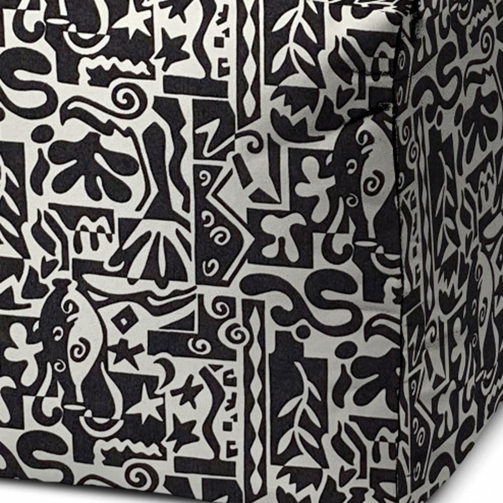 17" Black Polyester Cube Geometric Indoor Outdoor Pouf Ottoman. Picture 3